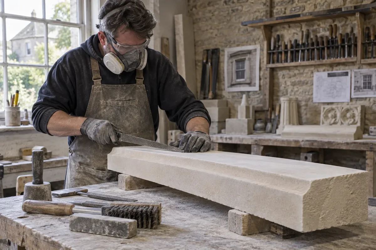 Stone window sill replacement work